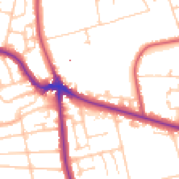 Daytime road noise heatmap for SE12 8EU