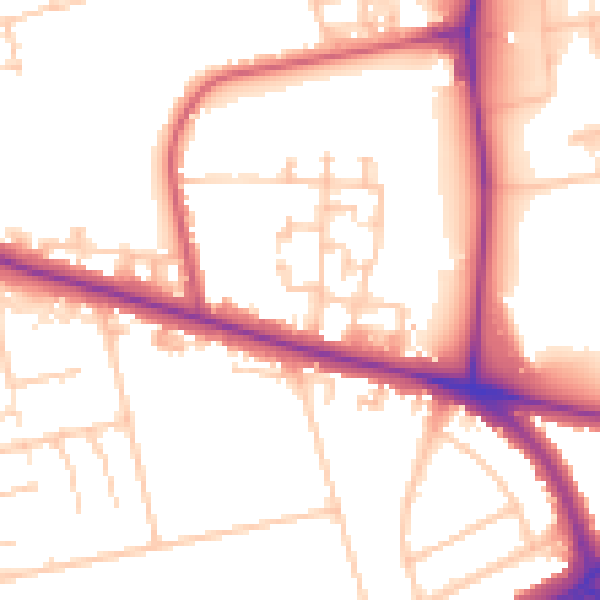 Daytime road noise heatmap for SE12 8HZ