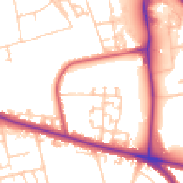 Daytime road noise heatmap for SE12 8JE