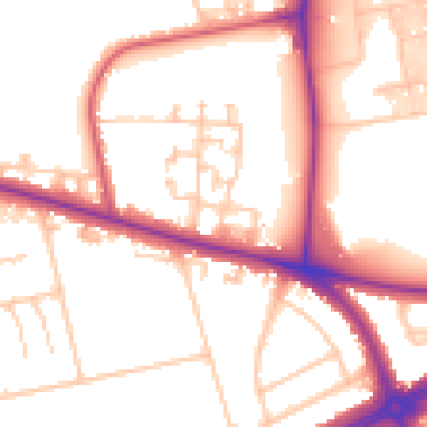 Daytime road noise heatmap for SE12 8JL