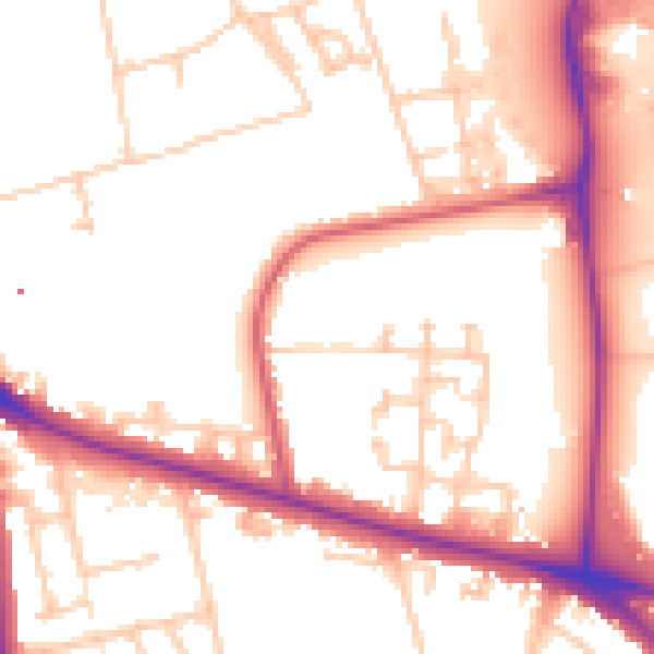 Daytime road noise heatmap for SE12 8JS