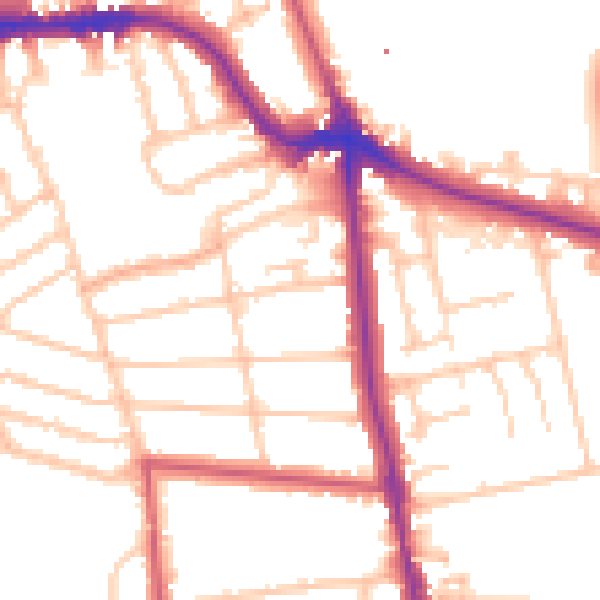 Daytime road noise heatmap for SE12 8NZ