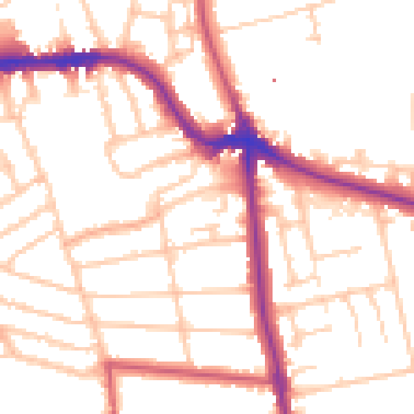 Daytime road noise heatmap for SE12 8PJ