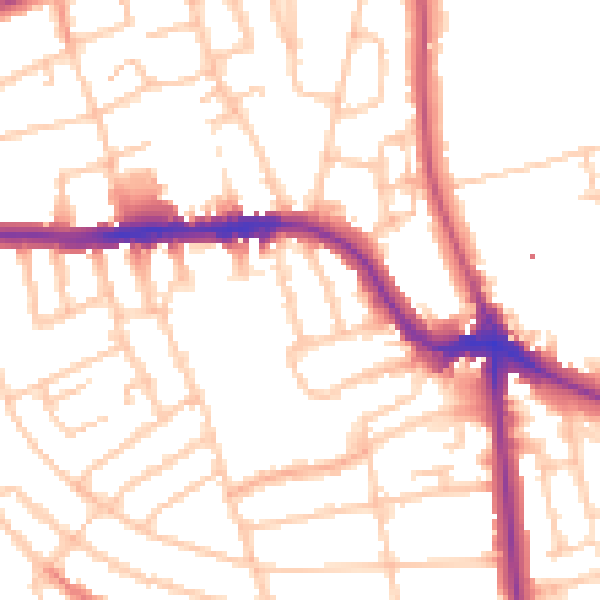 Daytime road noise heatmap for SE12 8QH