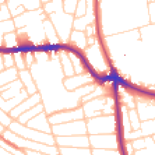 Daytime road noise heatmap for SE12 8QJ