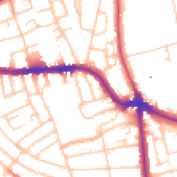 Daytime road noise heatmap for SE12 8QN