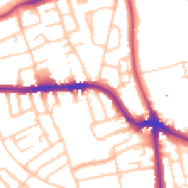 Daytime road noise heatmap for SE12 8QP