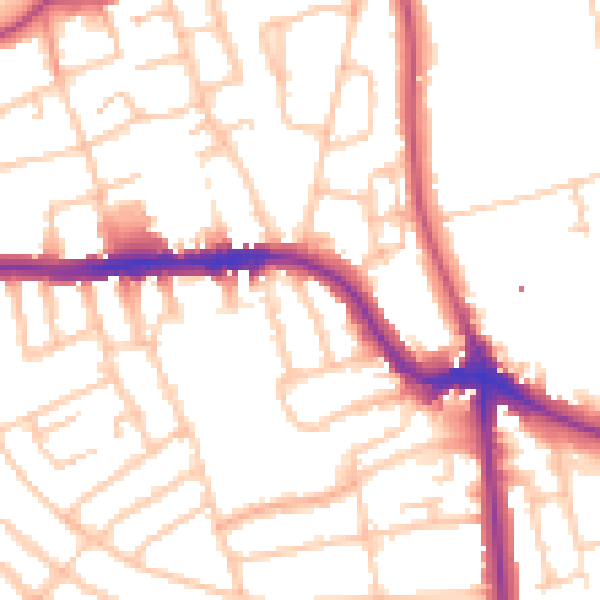 Daytime road noise heatmap for SE12 8QW