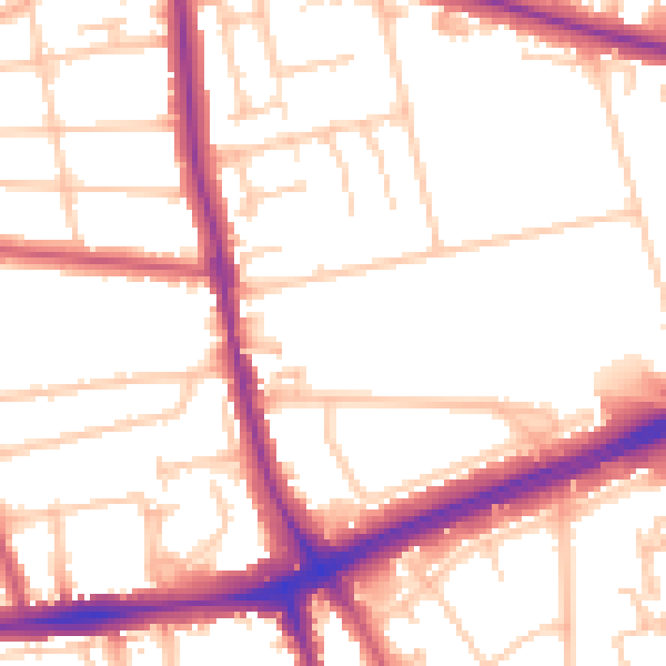 Daytime road noise heatmap for SE12 8RH