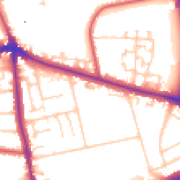 Daytime road noise heatmap for SE12 8UD