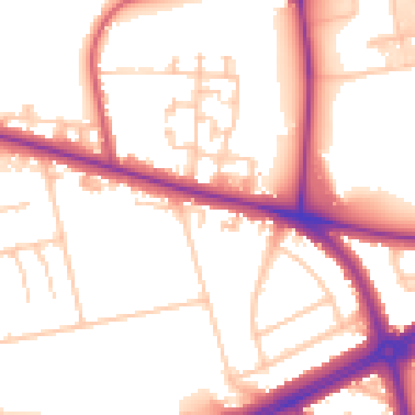 Daytime road noise heatmap for SE12 8UN