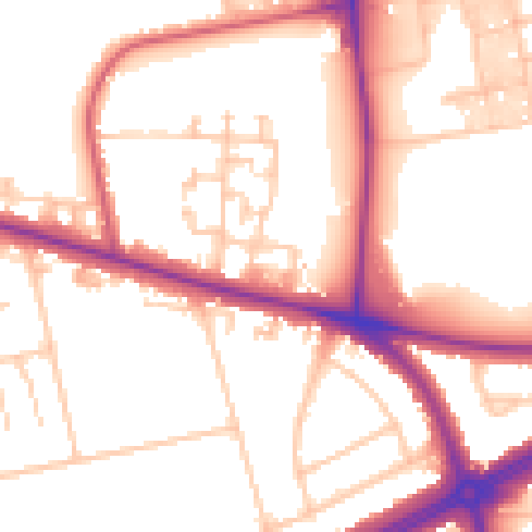 Daytime road noise heatmap for SE12 8UQ