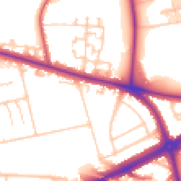 Daytime road noise heatmap for SE12 8UW