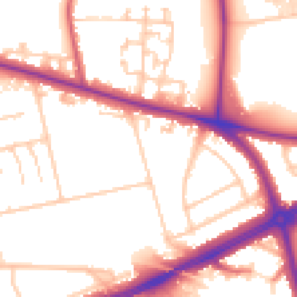 Daytime road noise heatmap for SE12 8UX