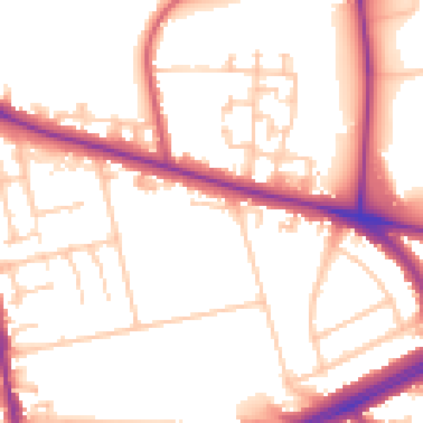 Daytime road noise heatmap for SE12 8UZ