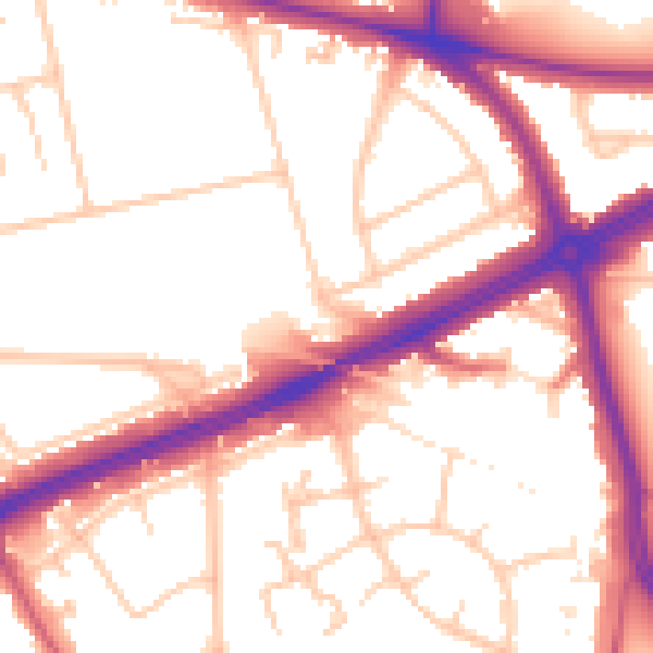 Daytime road noise heatmap for SE12 9AA