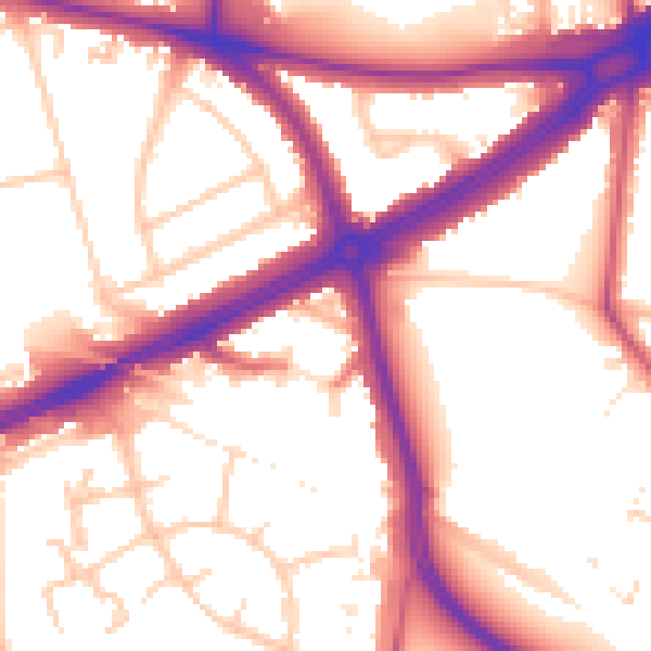 Daytime road noise heatmap for SE12 9AD