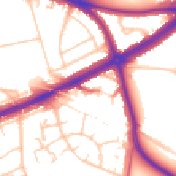 Daytime road noise heatmap for SE12 9AF