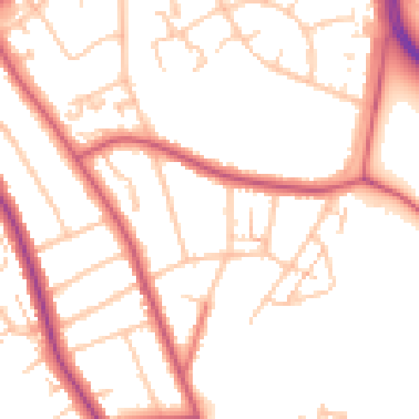 Daytime road noise heatmap for SE12 9AR