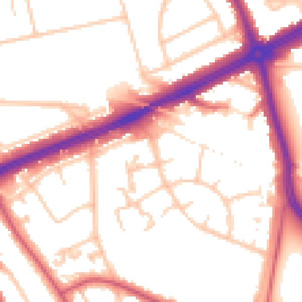 Daytime road noise heatmap for SE12 9BD