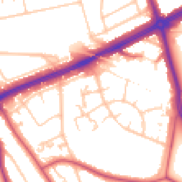 Daytime road noise heatmap for SE12 9BE