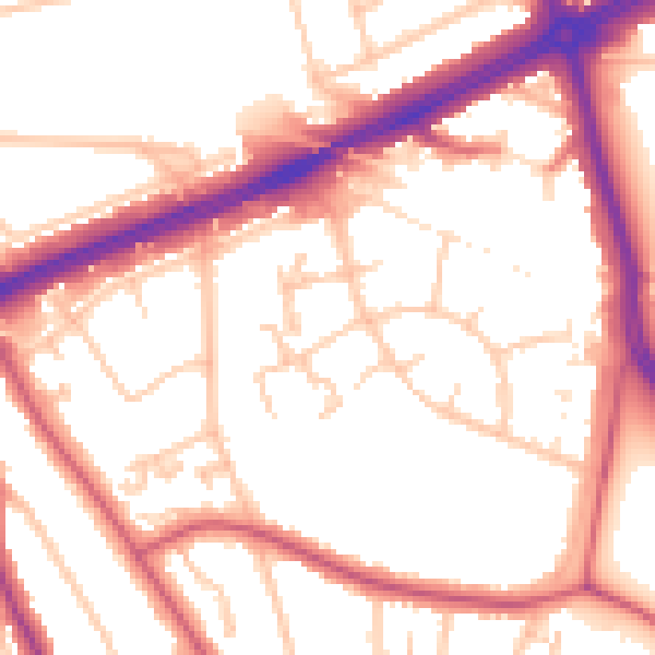 Daytime road noise heatmap for SE12 9BH