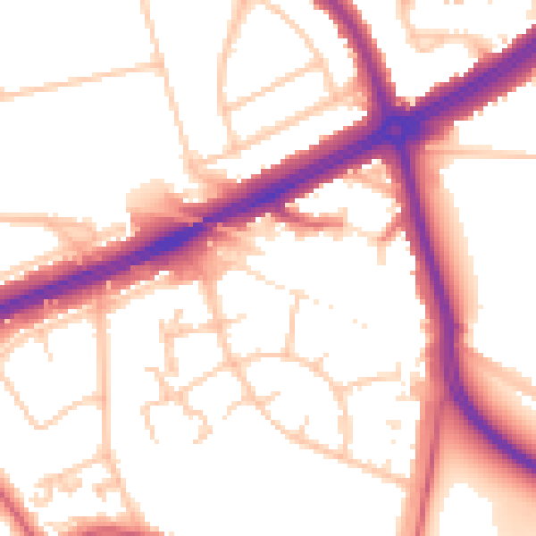 Daytime road noise heatmap for SE12 9DN