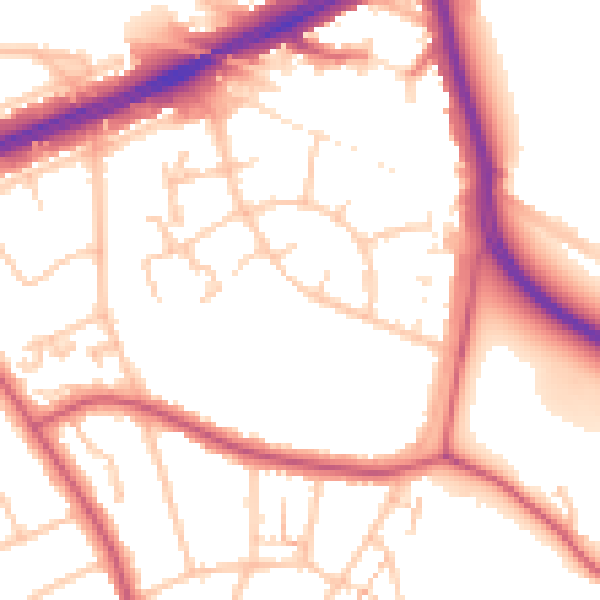 Daytime road noise heatmap for SE12 9DQ