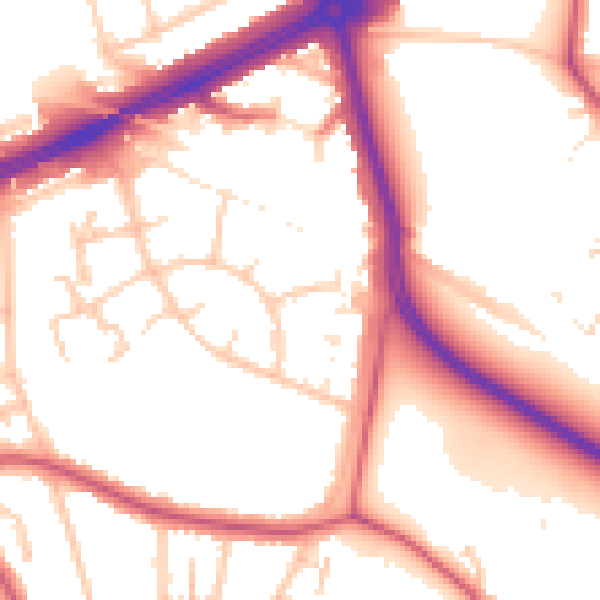Daytime road noise heatmap for SE12 9EA