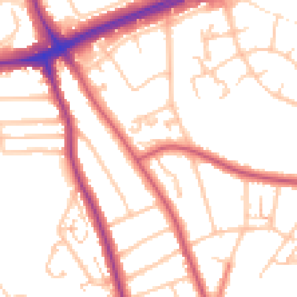 Daytime road noise heatmap for SE12 9EU