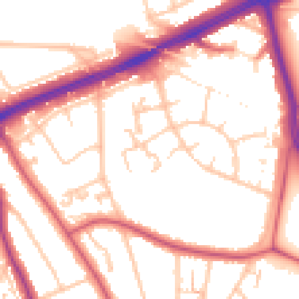 Daytime road noise heatmap for SE12 9GA