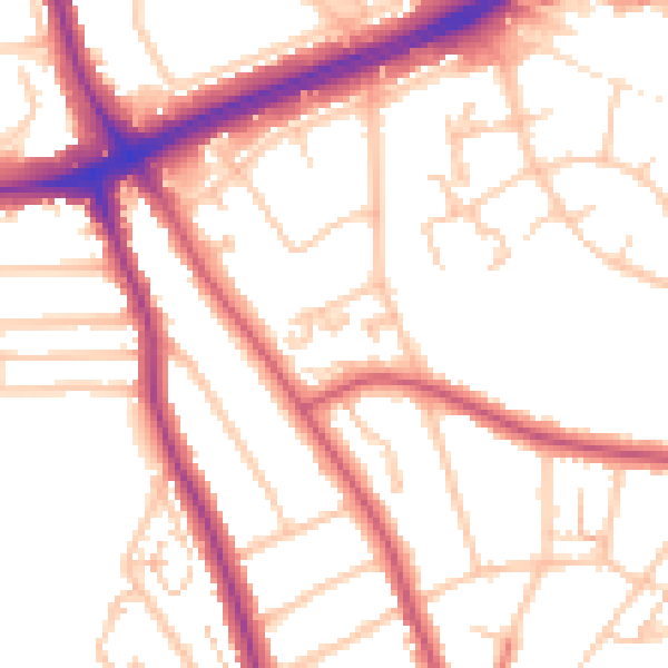 Daytime road noise heatmap for SE12 9LT