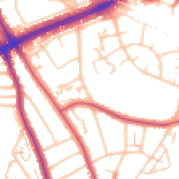 Daytime road noise heatmap for SE12 9LY