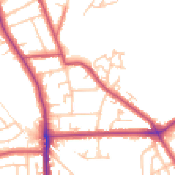 Daytime road noise heatmap for SE12 9PF