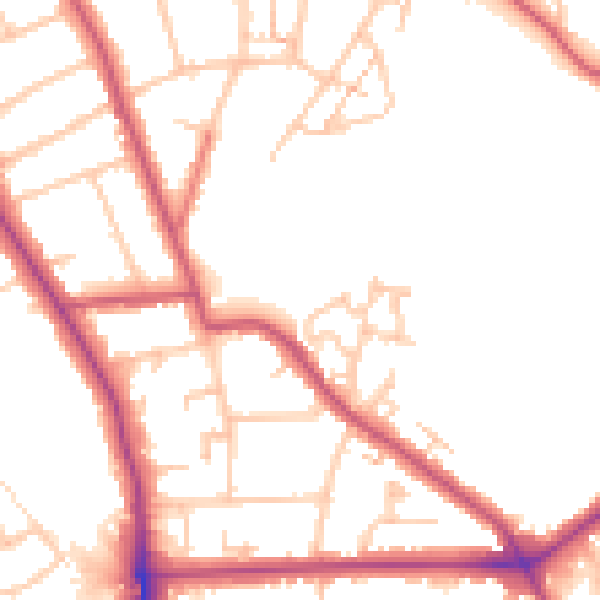 Daytime road noise heatmap for SE12 9PN
