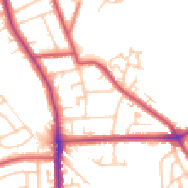 Daytime road noise heatmap for SE12 9PX