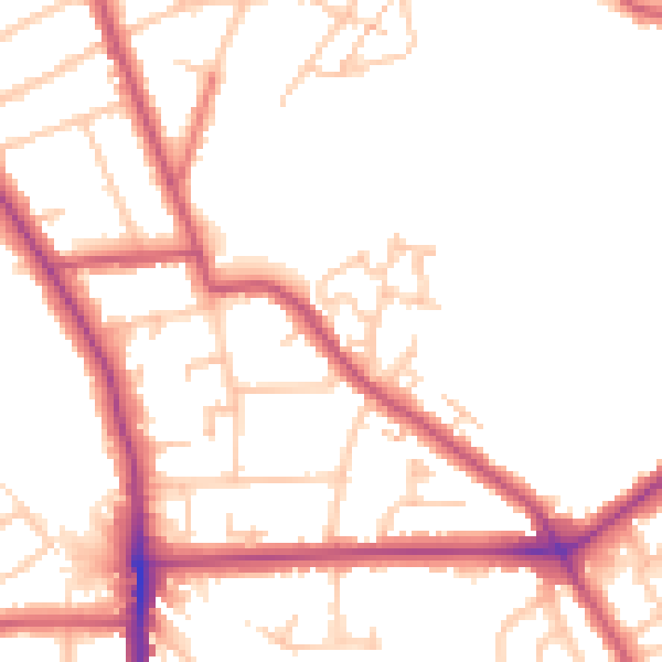 Daytime road noise heatmap for SE12 9PZ