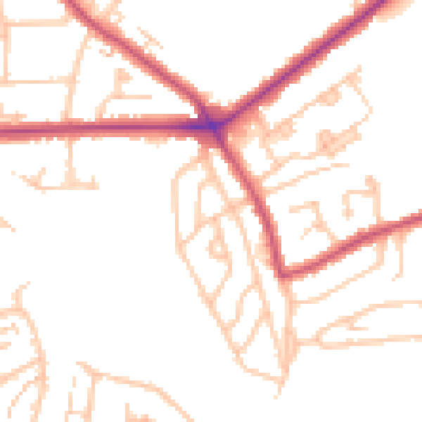 Daytime road noise heatmap for SE12 9RT