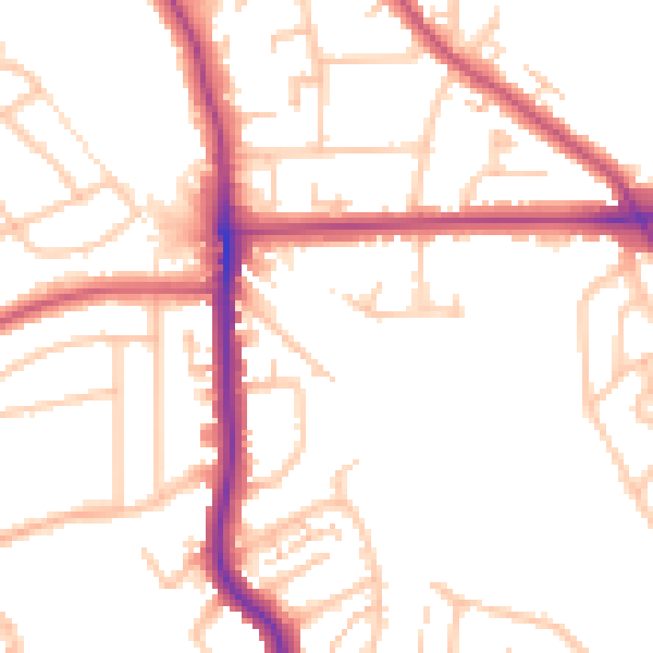 Daytime road noise heatmap for SE12 9TA
