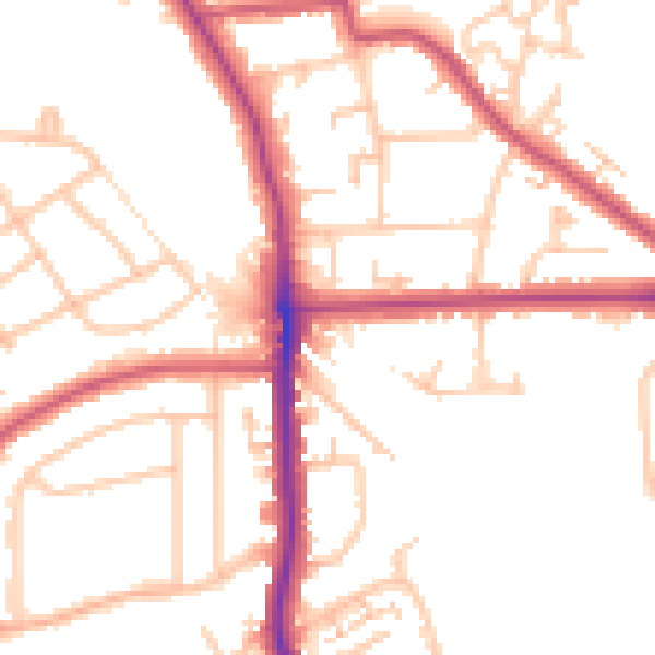Daytime road noise heatmap for SE12 9TJ