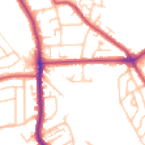 Daytime road noise heatmap for SE12 9TP