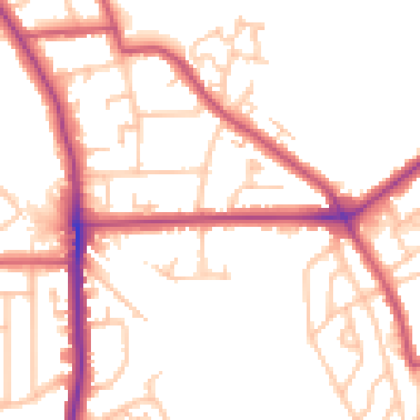 Daytime road noise heatmap for SE12 9UB