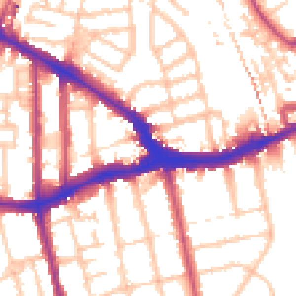 Daytime road noise heatmap for SE14 5AA