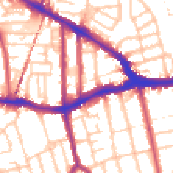 Daytime road noise heatmap for SE14 5AF