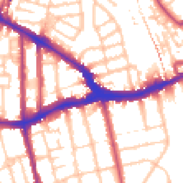 Daytime road noise heatmap for SE14 5AH