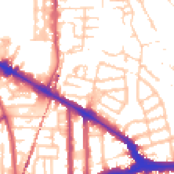 Daytime road noise heatmap for SE14 5AP