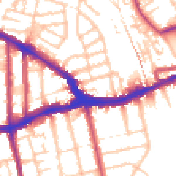 Daytime road noise heatmap for SE14 5AQ