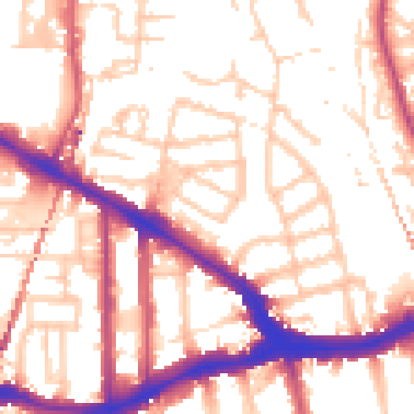 Daytime road noise heatmap for SE14 5AW