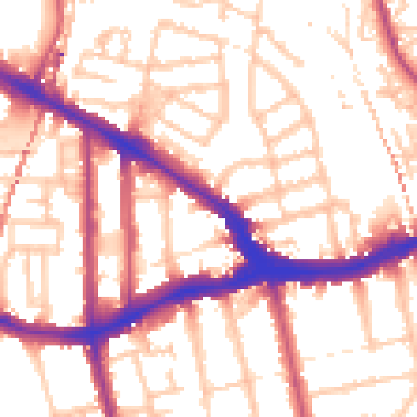 Daytime road noise heatmap for SE14 5BA