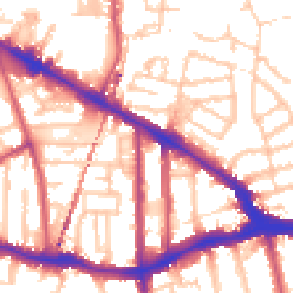 Daytime road noise heatmap for SE14 5BH